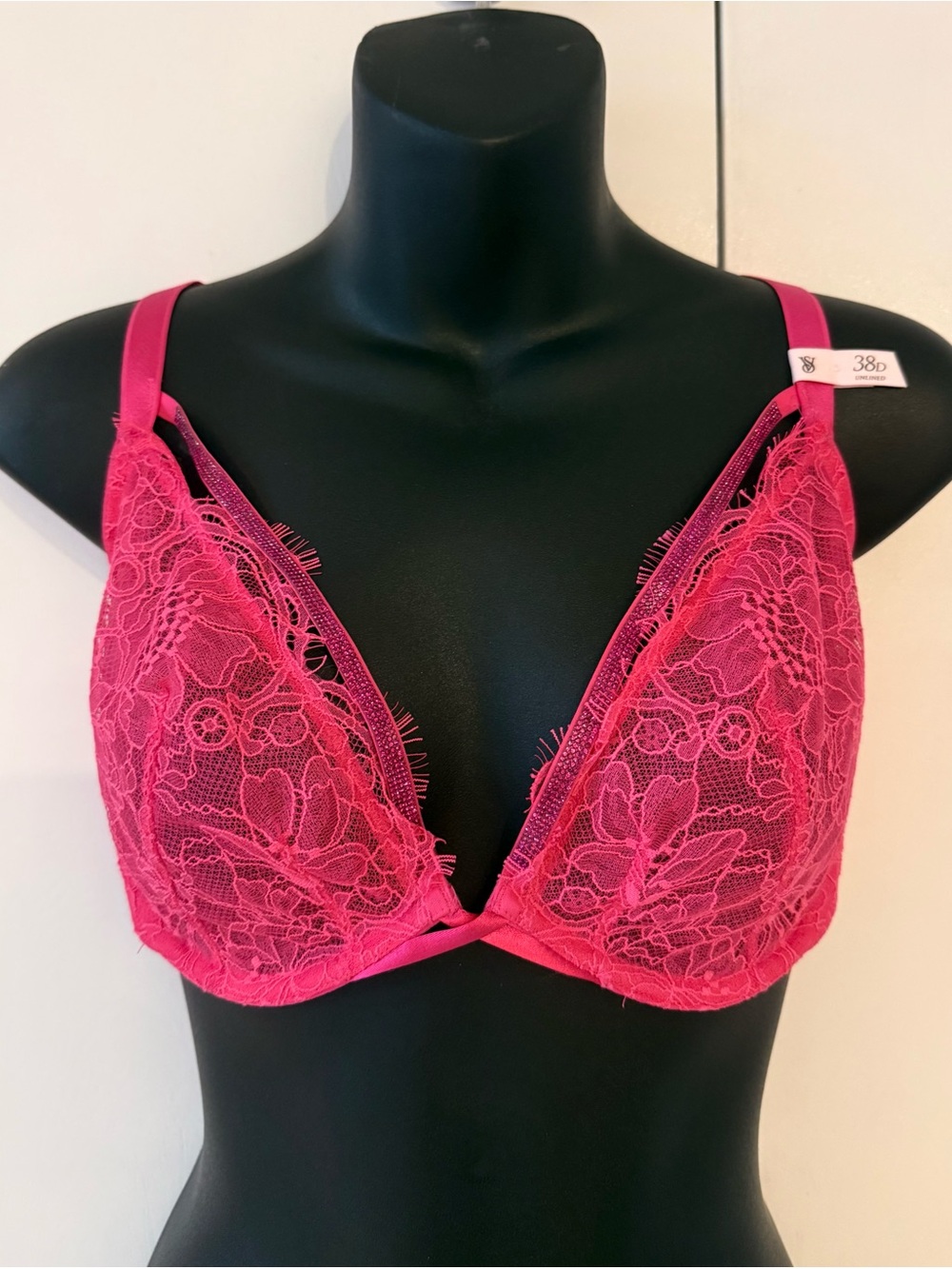Victoria's Secret Hot Pink Lace Plunge Bra